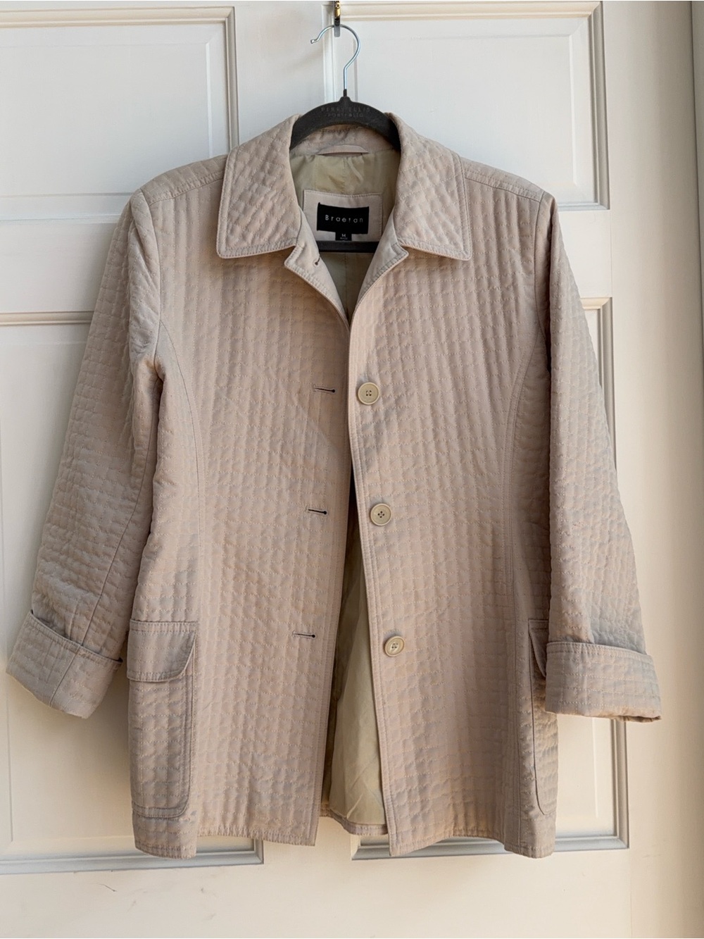 Braetan SIZE M Beige Quilted Button-Front Beige Barn Jacket, Driving Coat